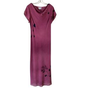 KATIA RICCIONELLI Y2K Womens Maxi Dress Pink Floral Print Vintage Size 14 Fairy